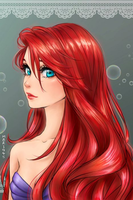 Ariel diseñada como anime