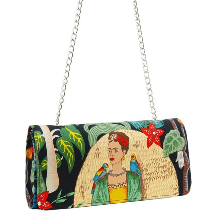 Bolsa tipo clutch con algunas pinturas de Frida Kahlo 