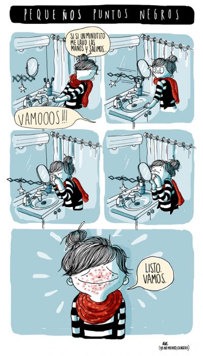 Ilustración de cuando te quitas los puntos negros 