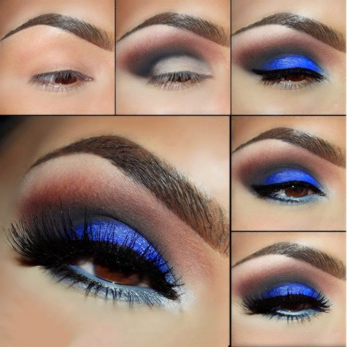 Maquillaje de ojos para noche en color azul 