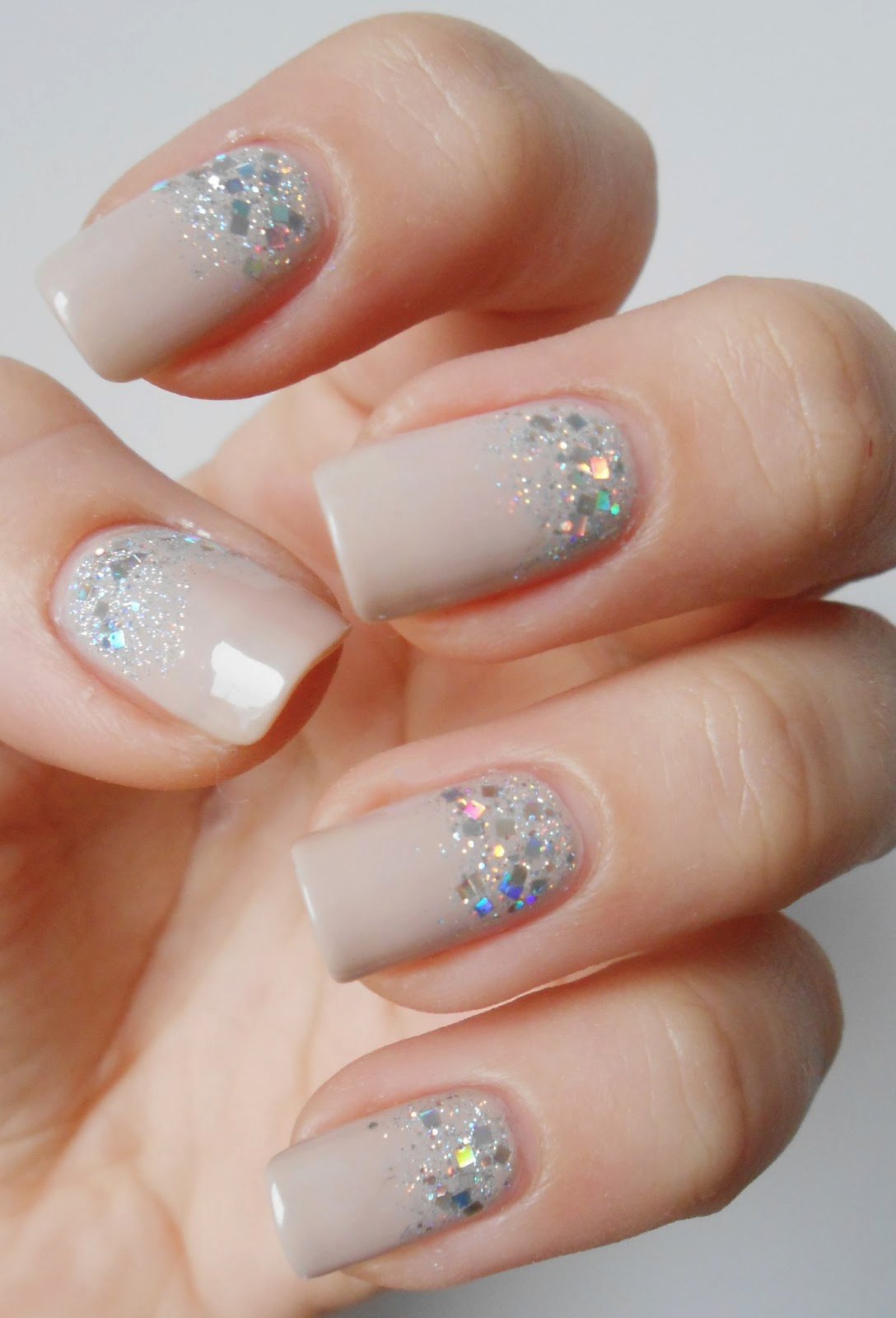 Image result for nude nails with silver glitter