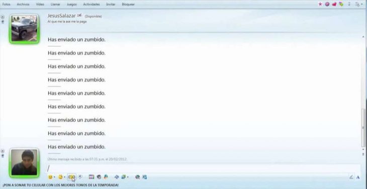 messenger zumbidos en chat 