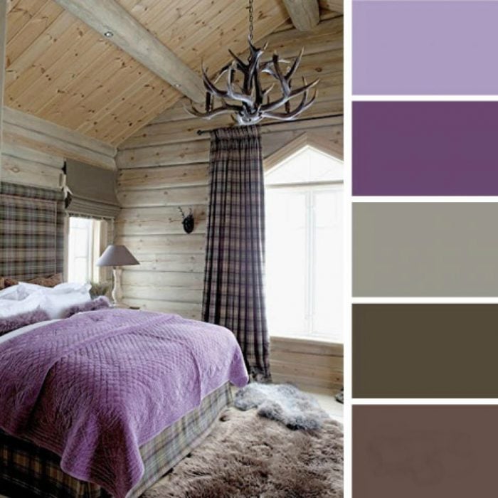 paleta de colores dormitorio cafe lavanda morado 