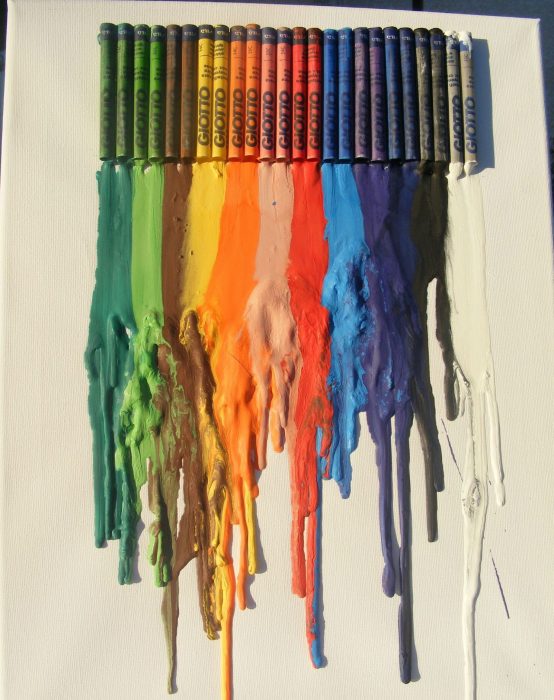 obsesiva del color crayones por color derretidos al sol 