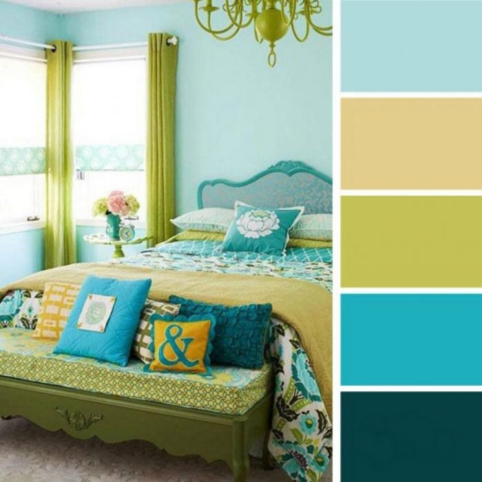 paleta de colores para dormitorio azul verde limon amarillo