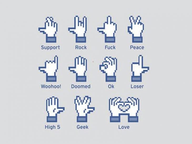 manos de facebook haciendo diferentes señas 