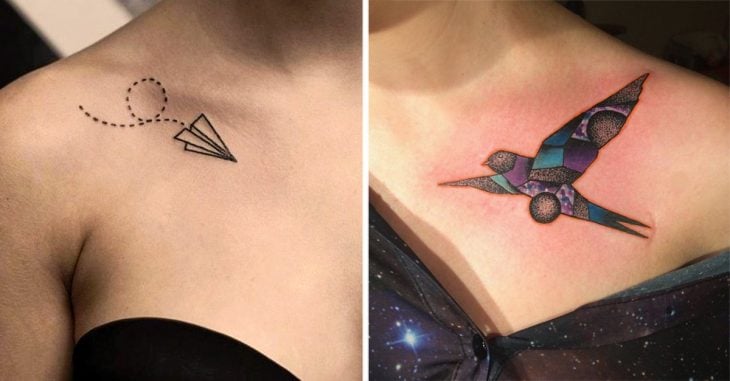 20 Ideas de pequeños tatuajes en la clavícula que toda chica se querrá hacer