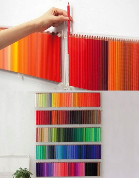 obsesiva del color lapices por colores cuadro pared 