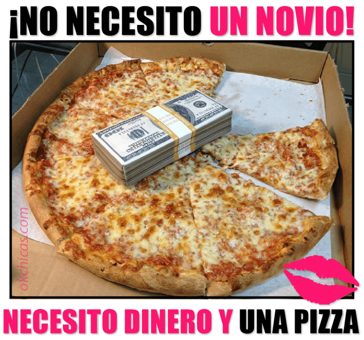 meme de amantes de comidas pizza y dinero