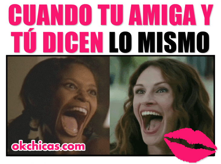 meme ok chicas mujeres sonriendo con boca abierta 