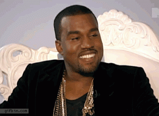 GIF Kanye West riendo y después enojado