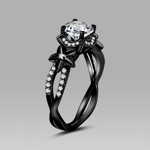 anillo de compromiso piedra negra