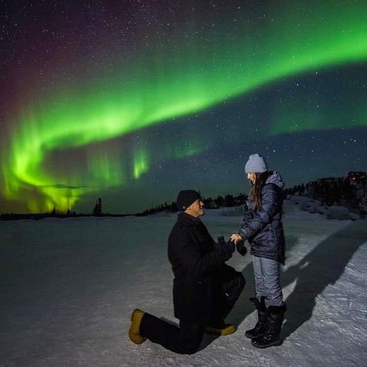 propuesta de matrimonio en la aurora boreal