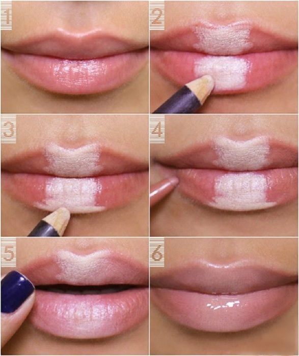 tutorial para pintar labios nude rosa 