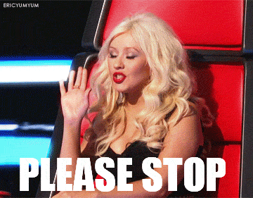 GIF Cristina Aguilera diciendo please stop