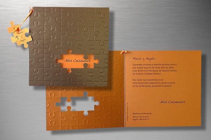 invitaciones de boda en forma de puzzle