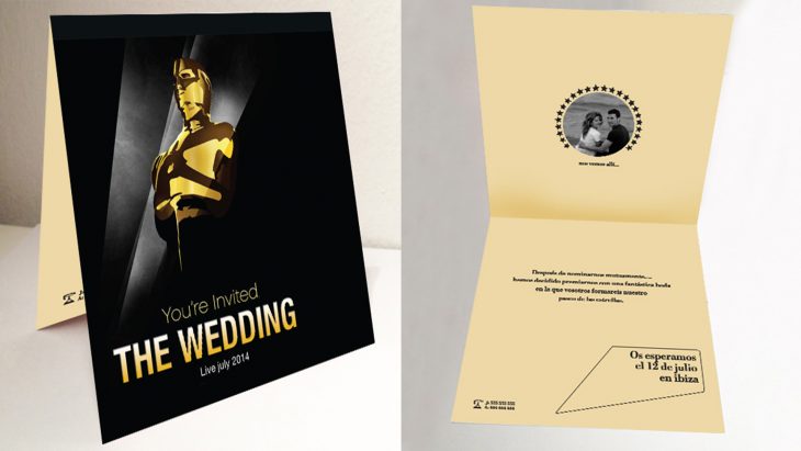 Invitación de boda como una entrega de premios oscar 