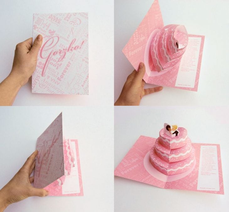Invitación de boda en forma de pastel 