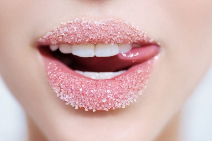 Labios exfoliados con azúcar y aceite de oliva 