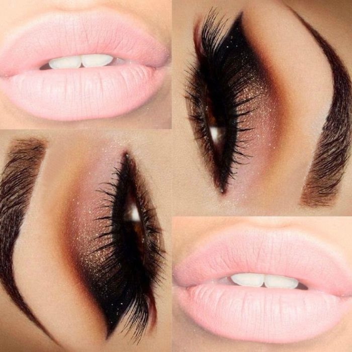 maquillaje para noche labios y ojos rosa pastel 