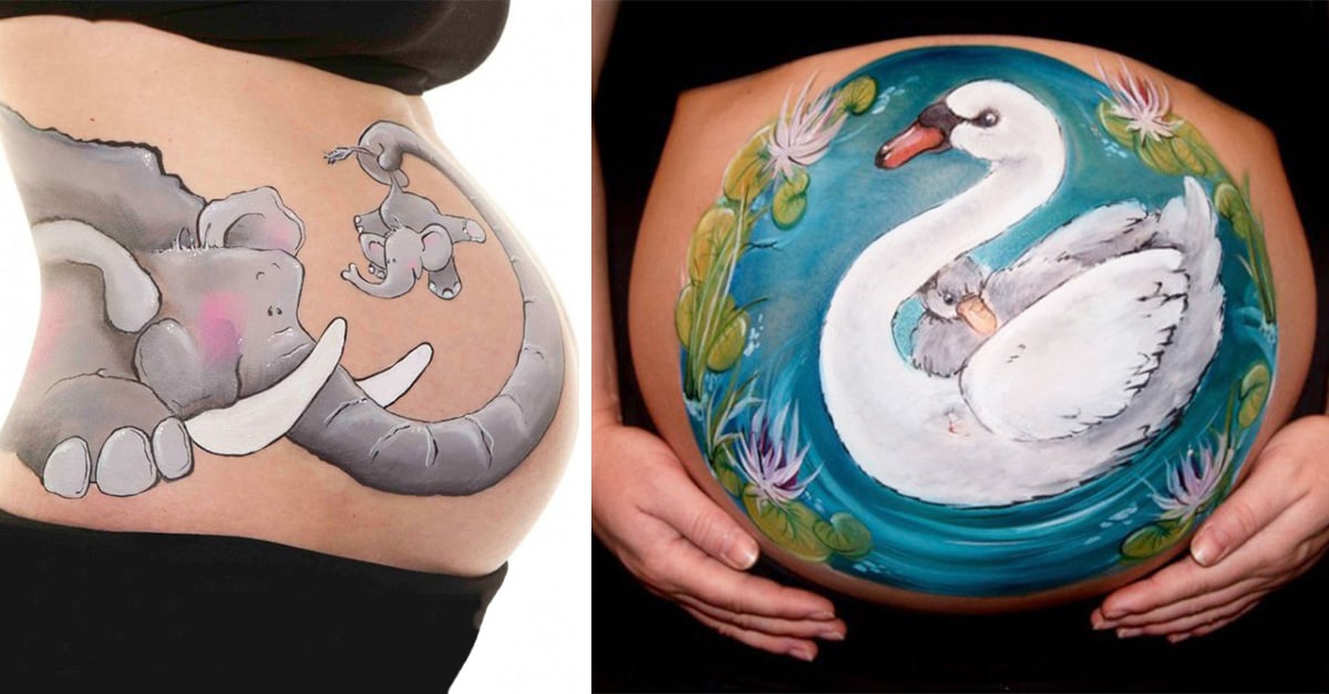  20 Tiernos dibujos para pintarte en tu pancita de embarazada
