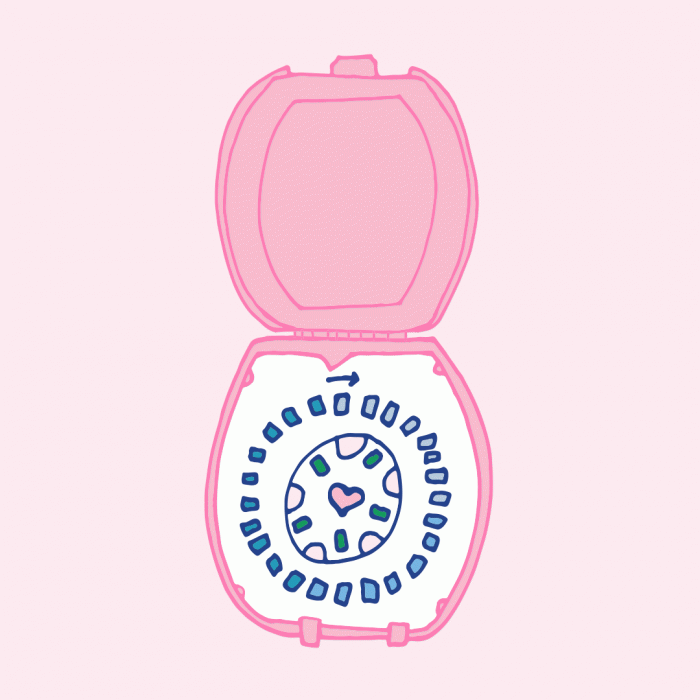 ilustracion de caja con plirdoras anticonceptivas gif