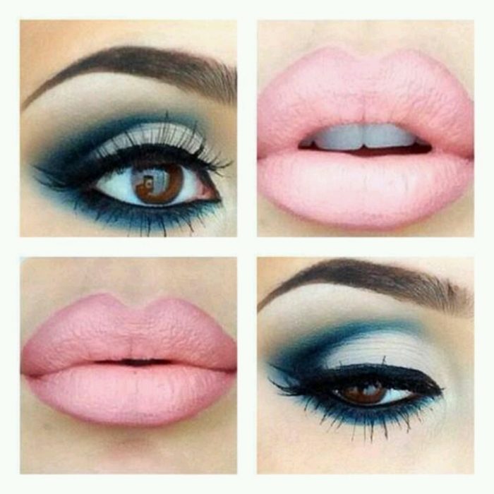 maquillaje para noche labios y ojos rosa pastel 