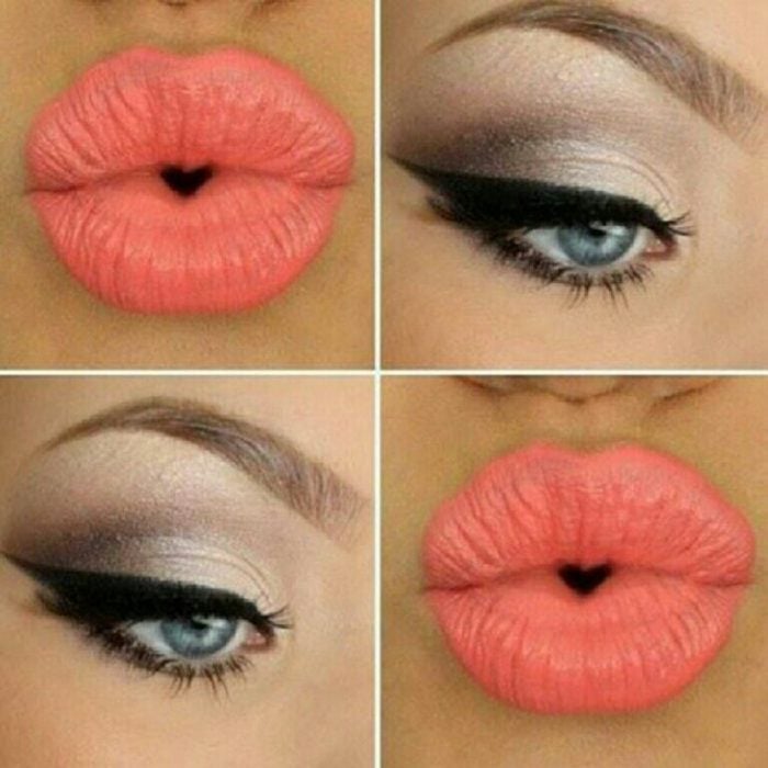 maquillaje para noche de labios color salmon 