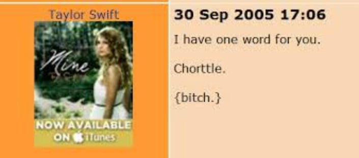 comentarios de cuenta Myspace de Taylor Swift 
