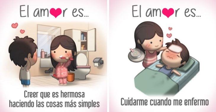 Ilustraciones que demuestran lo que es el amor en pareja