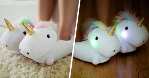 Pantuflas de unicornio son tan adorables que además de iluminarse, también cuenta con diminutos calentadores para mantener tus pies calientes en las mañanas frías