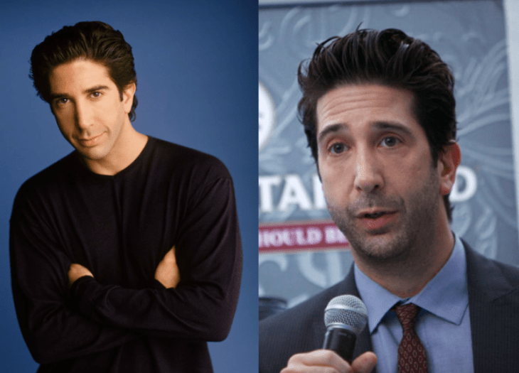 antes y despues de personaje de tv ross hombre alto cabello negro 