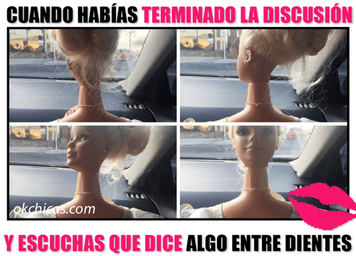 meme ok chicas muñeca barbie de frente da vuelta a su cuello 