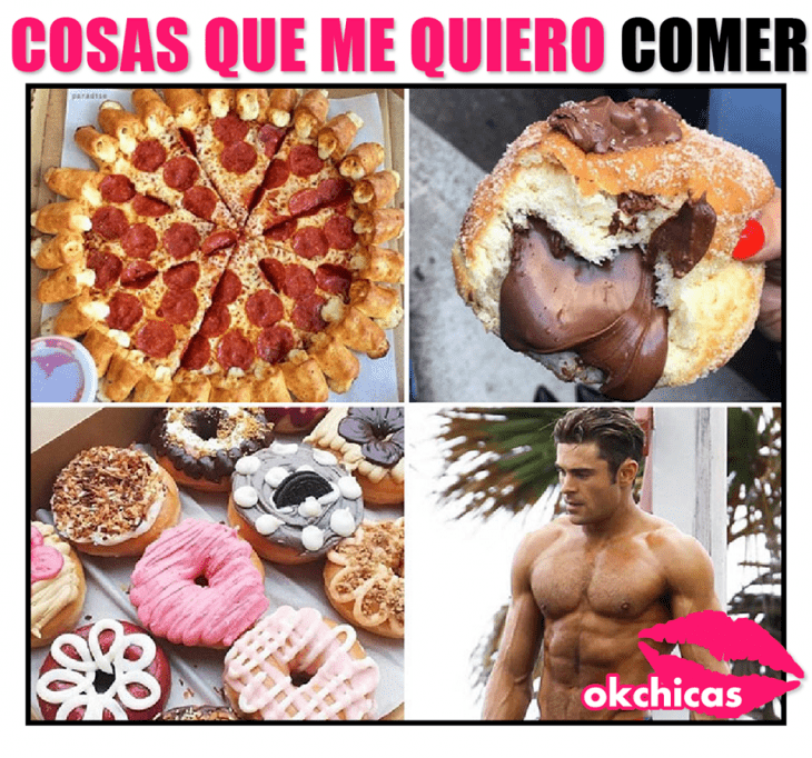 meme okchicas donas pizza y hombre musculoso