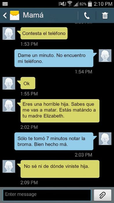 Hija le hace bromas pesadas a su madre por mensajes de texto 