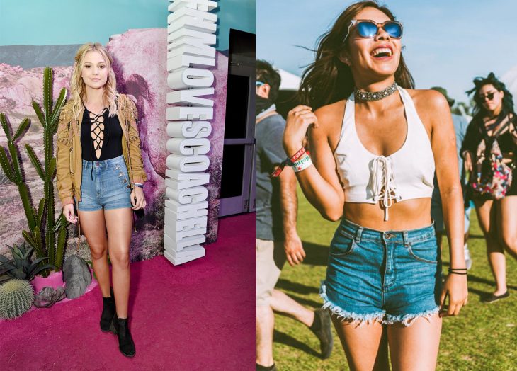 Chicas usando blusas con cordones al frente en el festival coachella 2016