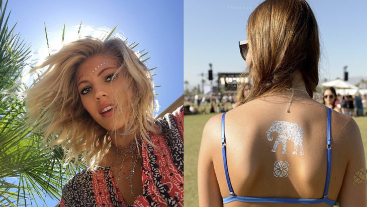 Chica con tatuajes en el festival coachella 2016