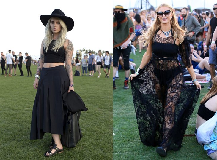 Chicas usando vestidos negros en el festival de coachella 2016