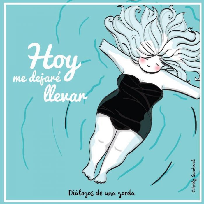 Ilustraciones de una chica gordita nadando 