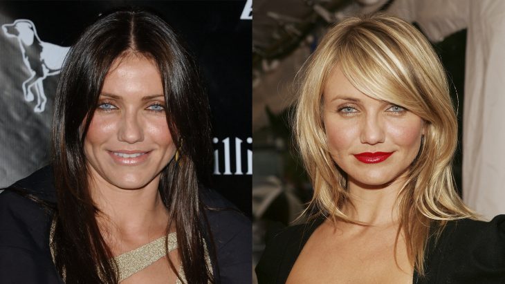 Cameron Diaz con el cabello rubio y después castaño 