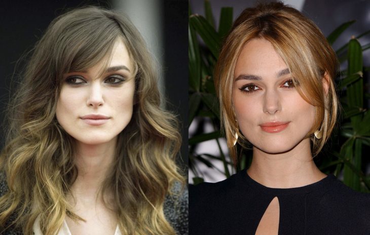 Keira Knightley con el cabello rubio y después ombré