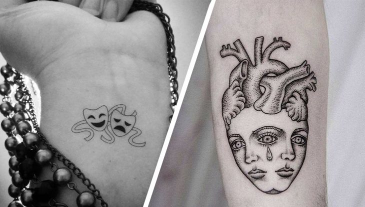 Tatuaje mascaras para artes dramáticas 