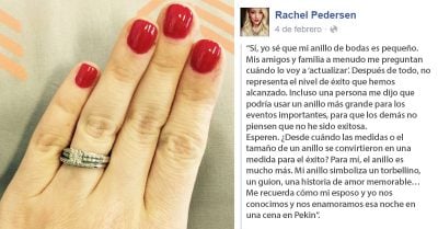 Esta mujer fue criticada por el tamaño de su anillo de boda; Lo que responde es una lección de amor