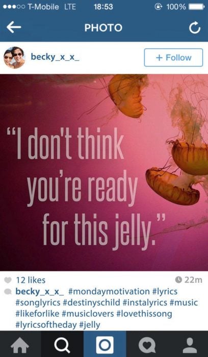 fotografìa en instagram imagen medusas y texto jelly 