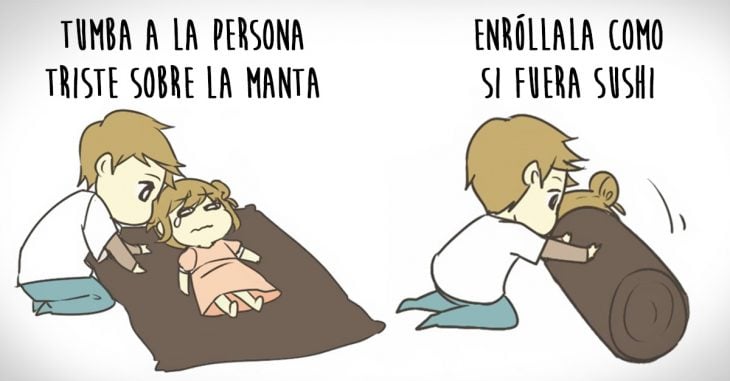 Adorables ilustraciones que nos explican cómo cuidar a una persona triste