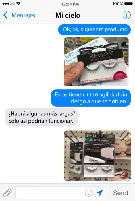 conversacion de chat entre pareja pestañas postizas 