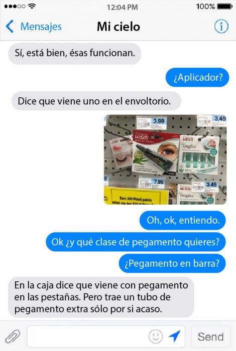 conversacion de chat entre pareja maquillaje 