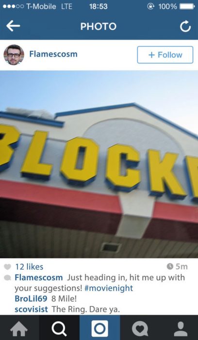 fotografìa en instagram blockbuster video centro 