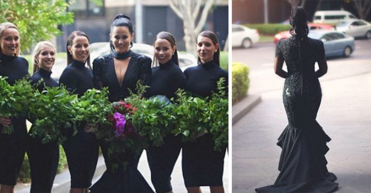 Esta novia viste de negro el día de su boda.