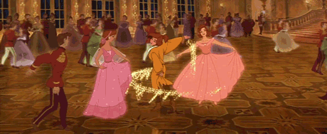 gif dibujos animados princesa bailando en un salon